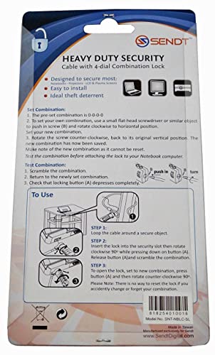 Sendt Notebook/Laptop Combination Lock Security Cable (Silver) #TOP3