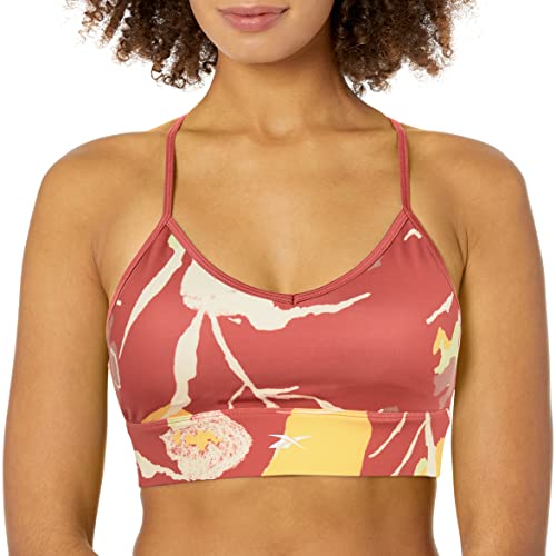 Image of Reebok Women's Satin 91% PES /9% El-Interlock-Hydrophilic Finish /Print-Digital Sublimation-Disperse Classic Workout Sports Bra