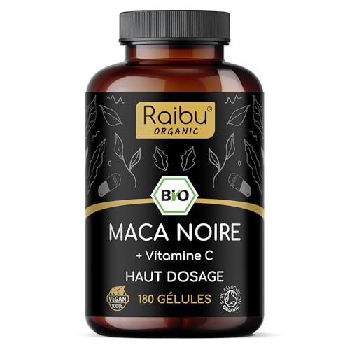 Maca Noire BIO du Pérou - Haute concentration 12 800 mg Maca Noire du Pérou par Jour (équivalent...