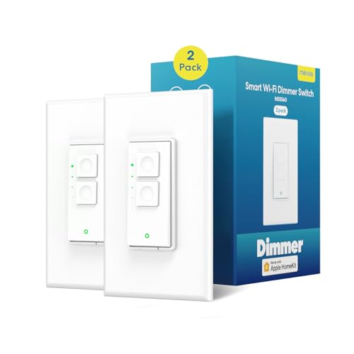 Switches Meross Smart Dimmer Switch Single Pole Supports Apple HomeKit, Alexa Google Assistant & SmartThings, 2.4GHz WiFi Light Switch for Dimmable LED, Neutral Wire Required, Remote Control Schedule, 2 Pack Amazon Listed SmartThings Compatible