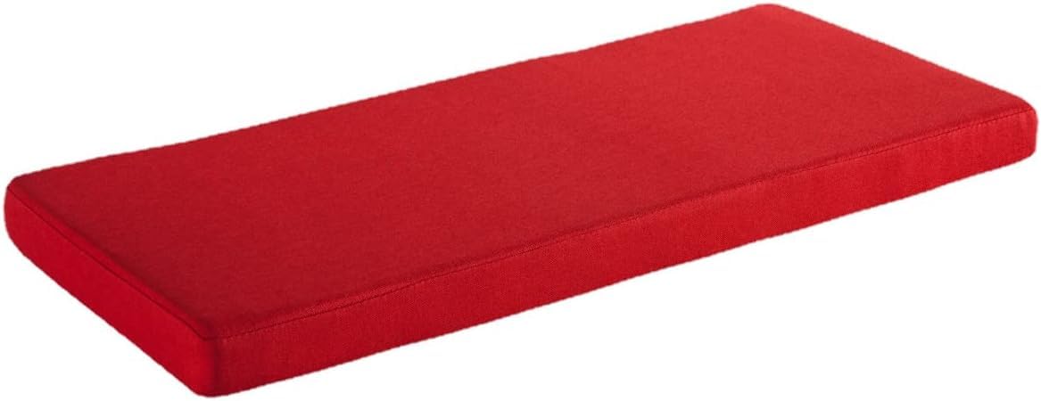 Coussin pour banc de jardin rouge fini les assises dures grâce à ce tapis de siège doux et lavable 60x25
