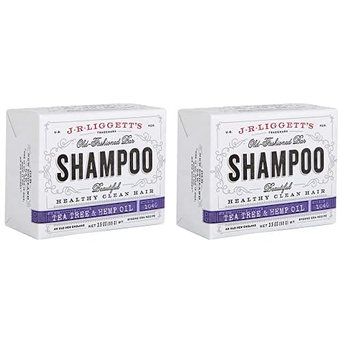 J.R.LIGGETT’S All-Natural Shampoo Bar, Tea Tree & Hemp Oil Formula, Supports Strong & Healthy Hair, Nourish Follicles with Antioxidants & Vitamins, Detergent & Sulfate-Free, 3.5 Ounce Bar (Pack of 2)[Amazon-developed Certification] Compact by Design