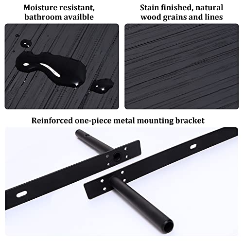 Fun Memories Black Floating Shelves 36 Inch Long, 8 Inch Deep Wood Shelves For Wall Mounted, Farmhouse Rustic Floating Wall Shelf For Living Room, Kitchen, Bedroom, 36" W X 8" L X1.6 H, Set Of 2 #TOP5