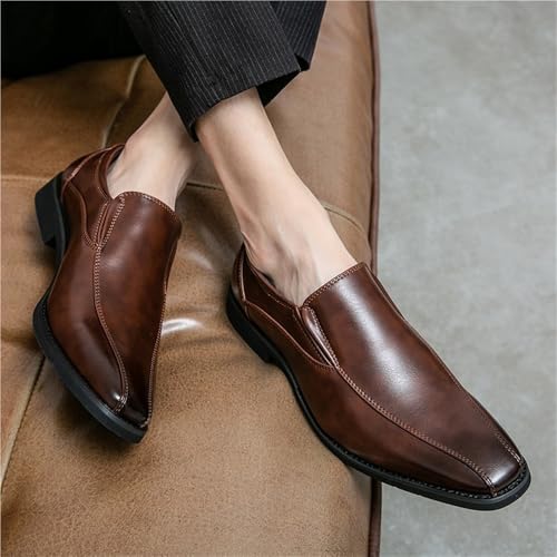 Dress Shoes for Mens Faux Leather Uniform Slip On Pointed Toe Slip Resistant Low Top Rubber Sole Non Slip Office Business3