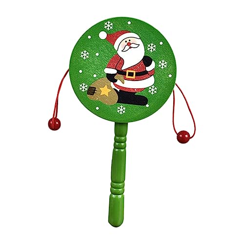 TOBBOMEY 1個 クリスマスガラガラ リズムおもちゃ 赤ちゃんの授乳おもちゃ モンキードラム打楽器 ハンドベル toys vtoys 早期 就学前の 木製 Green