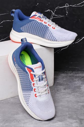 Image of Mens Running Shoes for Man Comfortable Men's Sports Shoes with Memory Foam Cushioned Insole Sports Shoes for Men Running Walking Lightweight Gym Shoe for Men Comfortable Stylish & Casual Walking ATHCO Shoe for Man Anti Slip Gym Footwear