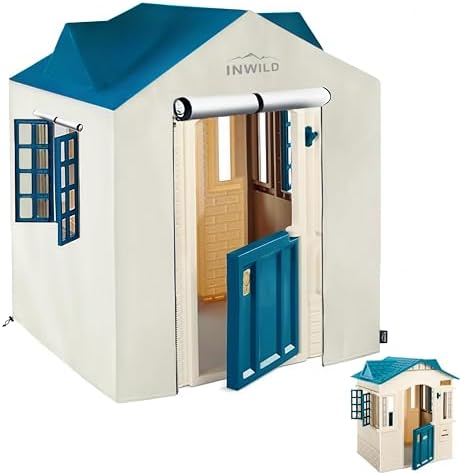 Outdoor Playhouse Cover, All Weather Protective Cover for Little Tikes Cape Cottage Playhouse, Full-Fitting, with Door and Window, 43″ W x 35″ D x 48″ H, (Cover Only, Blue)