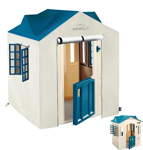 INWILD Outdoor Playhouse Cover, All Weather Protective Cover for Little Tikes Cape Cottage Playhouse, Full-Fitting, with Door and Window, 43' W x 35' D x 48' H, (Cover Only, Blue)