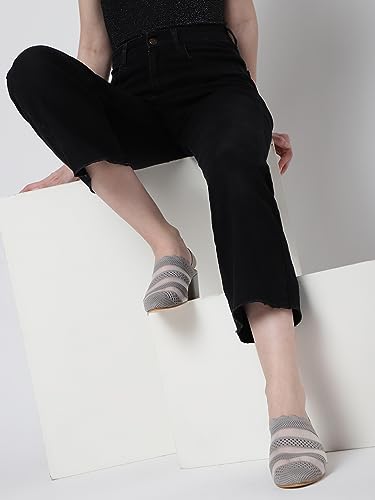 Image of Marc Loire Women's Knitted Round Toe Block Heel Mules for Casual and Formal Wear