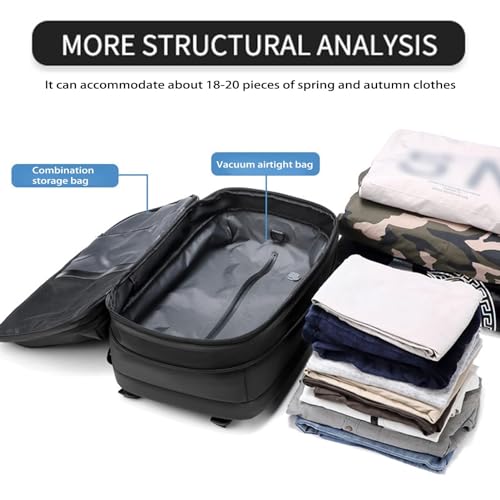 Ekon Vacuum Backpack, Travel Bag with Vacuum, 40-60l Expandable Multifunctional Waterproof Anti-Theft Pack (Midnight-2.0)2