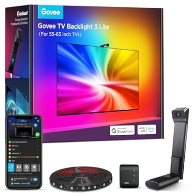 Govee TV Backlight 3 Lite con corrección de ojo de pez de cámara  3 6m para TVs 55-65 pulgadas  retroiluminación LED RGBICW 4en1  WiFi  compatible con Alexa y control por app