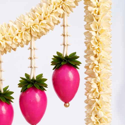 Image of iHandikart Handmade Gajra Lotus Bud Toran for Entrance 48 x 48 Inch | Artificial Flower Bandarwal | Decorative Garland for Home Decor, Pooja Room, Diwali, Wedding, Housewarming & Festive Decoration