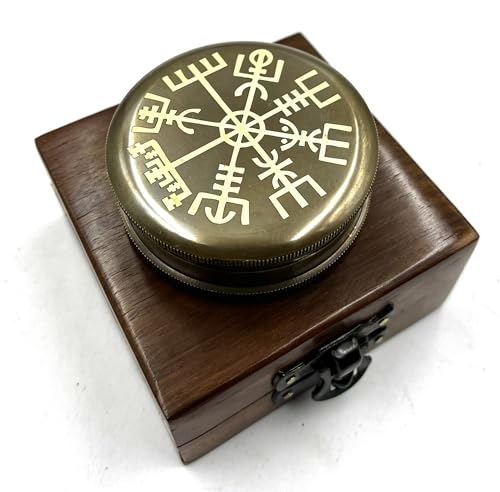 Brújula náutica de latón Viking con tapa grabada, regalo para viajeros y ocasiones especiales miniatura 6