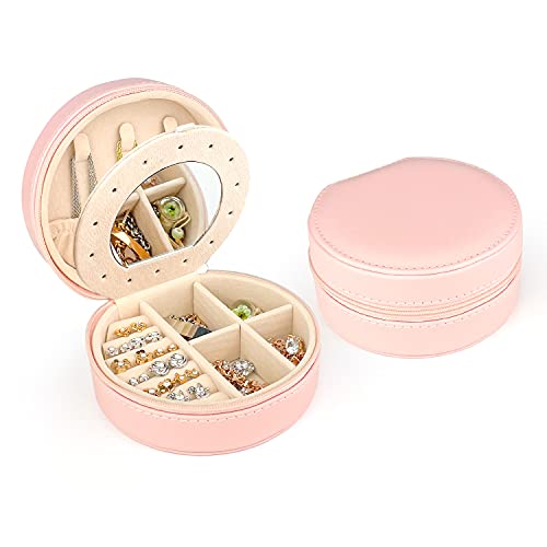 Caja Joyero Mujer Pequeña, PU Cuero Joyero de Viaje Cajas Joyero Organizador, Caja de Almacenamiento de Joyas Portátil con Espejo para Pendientes, Collares, Anillo, Caja de Regalo Cover