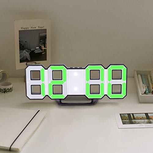 Modern 3D Led Digital Desk Alarm Clock For Kitchen Bedroom Office, Table Alarm Clock With Black Shell, 3D Led Digital Alarm Clock, Led Digital Desk Alarm Clock Usb Nightlight Bedroom Living (Green) #TOP5