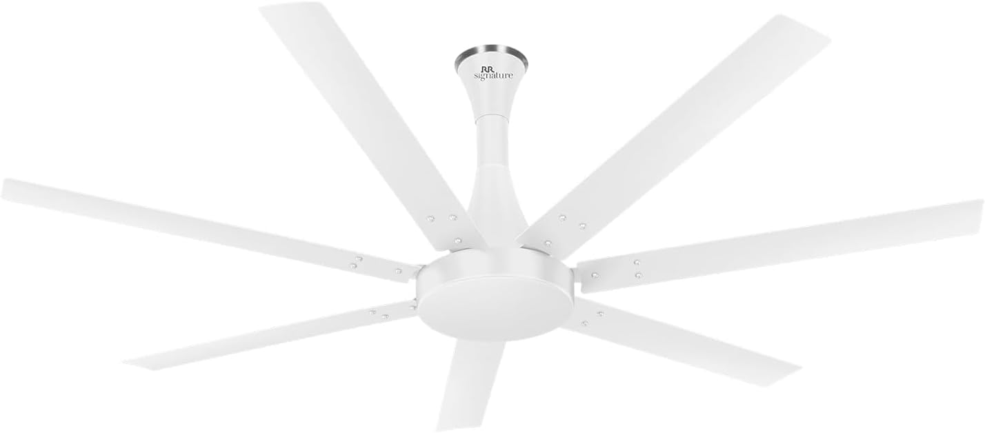 Luminous/RR Signature Aether Flow High Air Delivery Ceiling Fan with 7 Blades, Low Noise, 16 Pole 40% More Copper Motor (Alice White), 2 Year Warranty