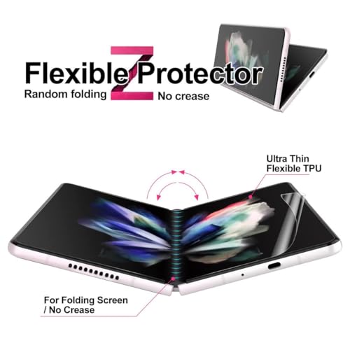Image of Uyiton Premium 4-in-1 Screen Protector for Samsung Galaxy Z Fold 3 5G | HD Clear Screen Guard Set with Front Screen, Back Panel, Inner Fold Display & Hinge Protector | Bubble-Free Easy Installation | 3 Months Warranty