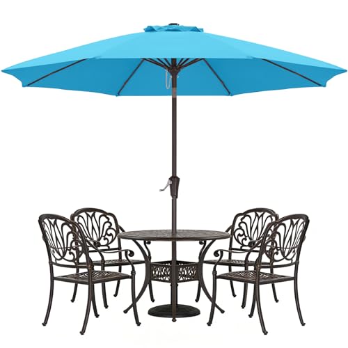 ABCCANOPY 11FT Patio Umbrella Waterproof Table Umbrella with Push Button Tilt and Crank 8 Ribs UV Protection Pool Umbrella for Garden Lawn Deck & Backyard (Turquoise)