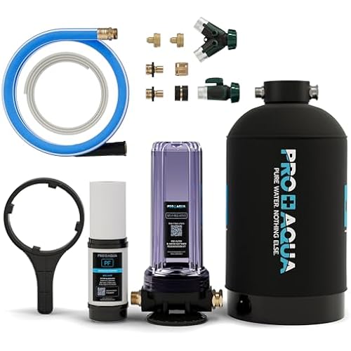 PRO+AQUA 16,000 Grain Portable Water Softener for RV, Trailers, Boats, Mobile Car Wash, Pressure Wash – Protects Water Systems (Softener + Regeneration Kit Bundle)