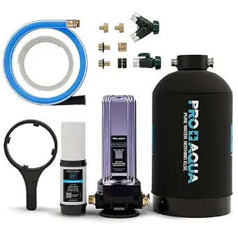 PRO+AQUA 16,000 Grain Portable Water Softener for RV, Trailers, Boats, Mobile Car Wash, Pressure Wash – Softener + Regeneration Kit Bundle