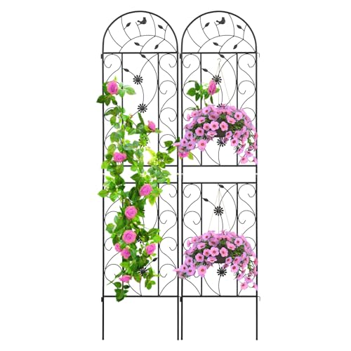 2-Pack-862x197in-Metal-Garden-Trellis-for-Climbing-PlantsBlack-Large-Trellis-for-Climbing-Plants-OutdoorVegetables-Flower-SupportLarge-Decorative-Outdoor-Trellis-Black-C-2PCS 2 Pack 862x197in Metal Garden Trellis for Climbing PlantsBlack Large Trellis for Climbing Plants OutdoorVegetables Flower SupportLarge Decorative Outdoor Trellis Black C 2PCS