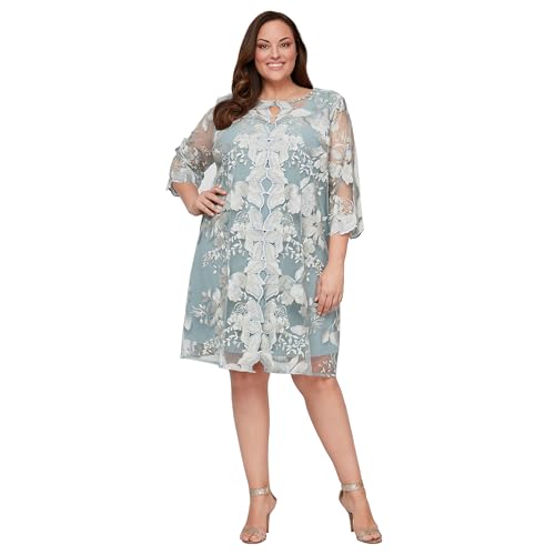 Alex Evenings Women's Short Embroidered Mother of The Bride Jacket Dress, Wedding Guest (Plus Size), Ice Sage, 14W at Amazon Women's Clothing store Alex Evenings Women's Short Embroidered Mother of The Bride Jacket Dress, Wedding Guest (Plus Size), Ice Sage, 14W at Amazon Women's Clothing store