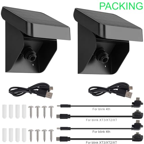 Image of 2PACK Solar Panel Charging Mount Compatible with Blink Outdoor 4 (4th Gen) /(3rd Gen) XT3 /XT2 /XT,Blink Outdoor 2K+ Camera,Weatherproof,Internal 3300mAh Rechargeable Battery Continuously for 365 Days