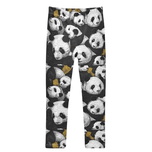 Black White Panda Girls Leggings Kids Yoga Pants Dance Active Tights 4T