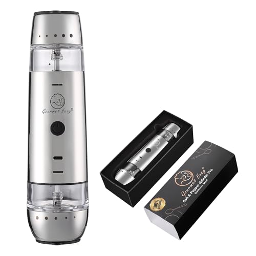 2 in 1 Electric Salt and Pepper Grinder Set, Rechargeable with USB-C, Automatic Battery Operated Salt and Pepper Shakers, Pepper Mill Grinder with Adjustable Coarseness, Stainless Steel Gourmet Easy