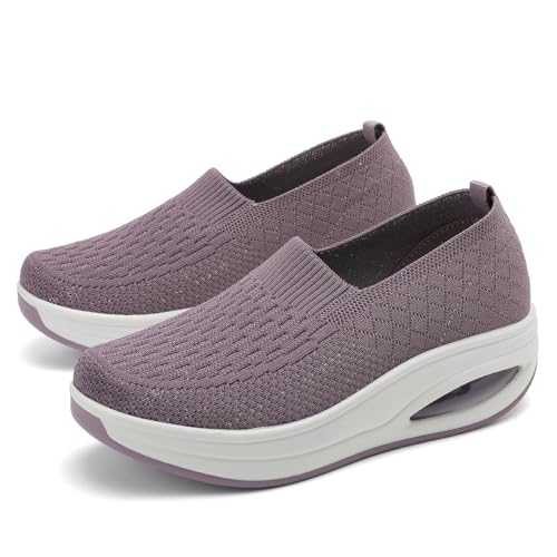 Image of RUIDENG Loafers for Women Comfortable | Women's Walking Shoes Everyday Working | 2 Inch Rocker Bottom