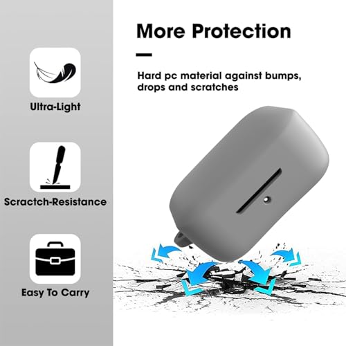 Image of Sounce Earphone Case Cover for Boat Airdopes 800 TWS Soft Silicone Skin Case Cover Shock Absorbing Protective Case with Keychain [Front LED Visible] - Grey