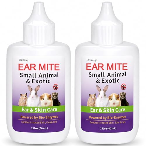 Zhizaiql Topical Solution for Rabbits Guinea Pigs & Exotics Relieves Ear & Skin Infections Scratching & Wounds for Hamsters Ferrets & Birds Antibiotic-Free & Safe if Licked 4 oz