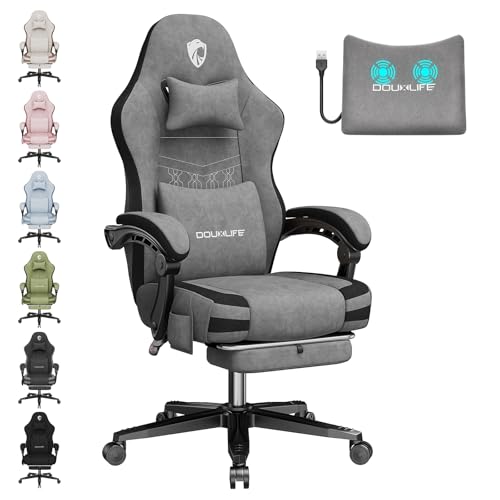Douxlife Silla Gaming Tela con Masaje Cojín