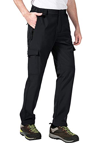 aoli ray Mens waterdichte broek wandelen wandelen zomer lichtgewicht stretch overbroek met meerdere zakken zwart XL