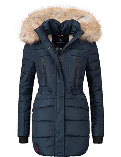 Preisvergleich Produktbild Marikoo Damen Winter Mantel Steppmantel Nova (vegan hergestellt) Blau Gr. L