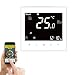 Produktbild Qiumi Smart WiFi Thermostat Temperaturregler für Fußbodenheizung elektrisch Arbeiten mit Alexa Google Home Weiße Tafel, weiße Schrift(Einstellbare Helligkeit) 16A 95~240V AC