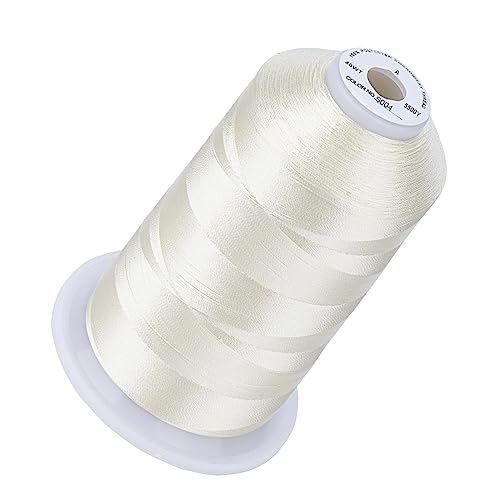 Image of Simthread 5000M 40WT Polyester Embroidery Thread, Marshmallow S004 | 5000M 40WT polyester thread feeds smoothly for machine embroidery, monograms, logos, patches and quilting.
