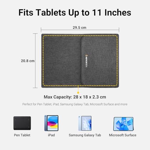 Funda para tableta Xencelabs compatible con protector de dibujo y estuche rígido 2