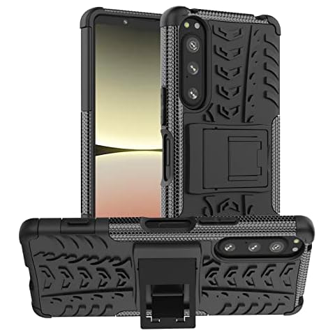 Case for Sony Xperia 5 IV Case, Sony Xperia 5 IV Stand Protector Scratch Resistant Case, Double Layer Design Silicone TPU + Hard PC Case for Sony Sony Xperia 5 IV, Black Cover