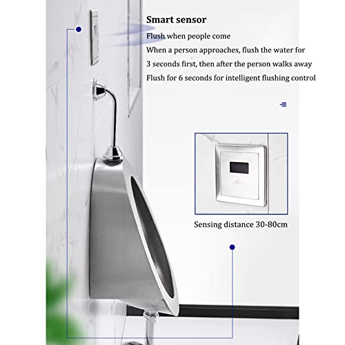 DFEDHF L-ROM 304 Stainless Steel Automatic Induction Urinal, Wall-Mounted Public Toilet Urinal, Contact-Free Toilet Urinal with Flush Valve,Flushing Men's Urinal Suitable for Ba