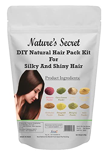 Nature's Secret DIY Natural Hair Pack Kit for Silky and Shiny Hair, Green, 250 g