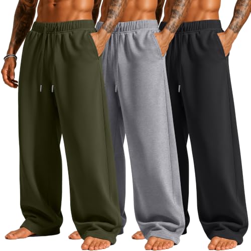 Baggyfly 3 Pack Men's Big and Tall Sweatpants Lightweight Pants 3Color 3XL