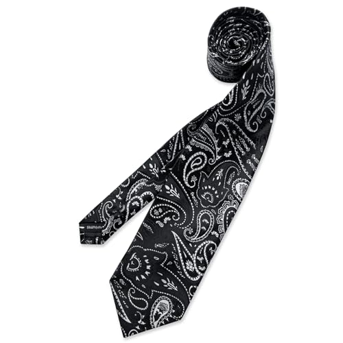 Image of DiBanGu Mens Paisley Tie Set Silk Woven Jacquard Necktie and Pocket Square Cufflinks Gift Set for Wedding Bussiness