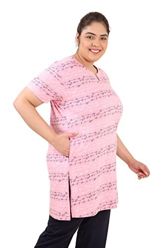 Image of In Love Women's Cotton Plus Size Longline T-Shirt Half Sleeve with Pockets | Cotton fabric - soft longline T-shirt with easy plus-size fit