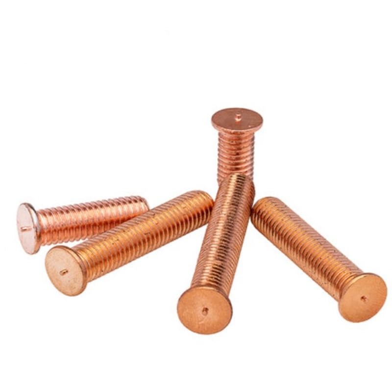 500pcs M4*8/10/12/15/16/20/25/30 Weld Threaded Studs for Capacitor Discharge Welding Spot Screws Nails Copper Plated - (Size: M4X15 500PCS)