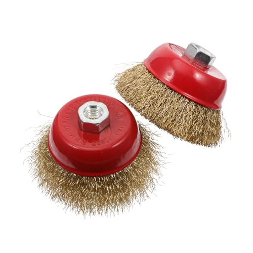NUOLUX 2個 曲げ線螺碗型ワイヤーブラシ ねじ軸対応 高耐久鋼線製カップブラシ 研磨 錆落とし 塗装剥がし用 ハンドツール向け バランス設計