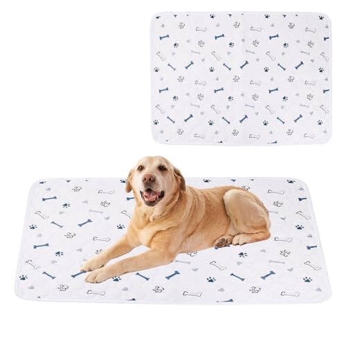 Wisebom 2 Piezas Empapadores Perros Lavables, 50 x 70cm Alfombras Absorbentes Reutilizables, Almohadillas de orina para Mascotas Antideslizantes e Impermeables para Gatos para Gatos Perros Conejos