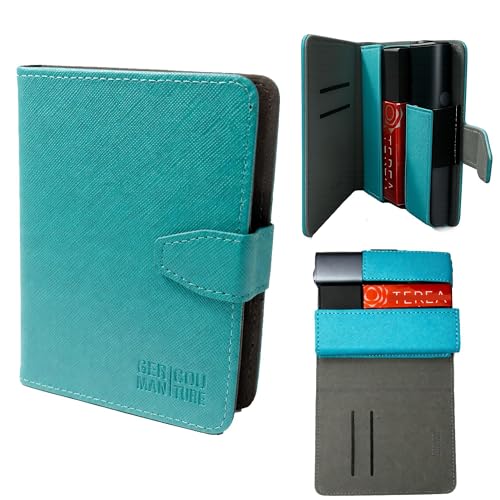 GC german Couture Etui Tasche kompatibel mit IQOS ILUMA ONE i ONE TEREA o. DELIA Sticks u. Zubehör mini Stickbecher Stickscrew (türkis)