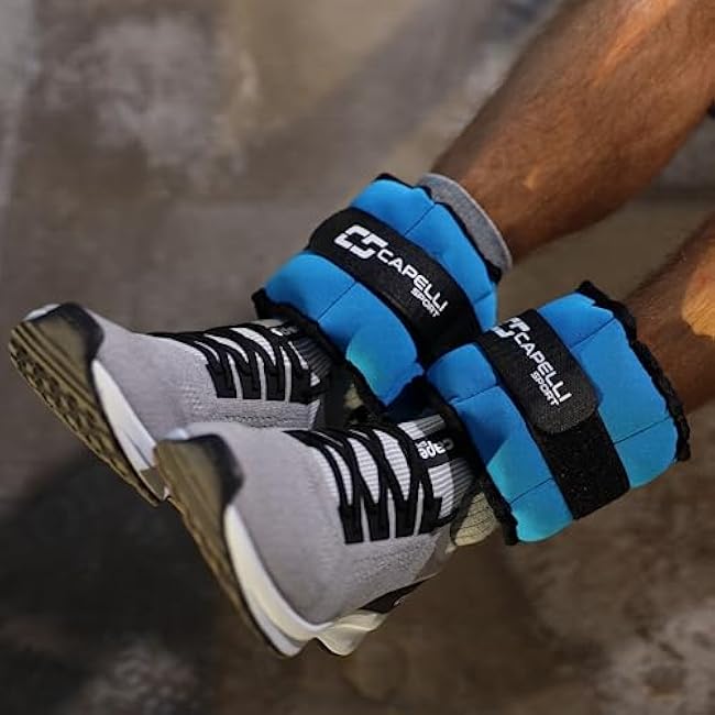 Capelli Sport Ankle and Wrist Weights, Leg and Arm Weights with Adjustable Straps, Blue, 4 lbs, Set of 2