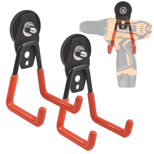 2 Stück Magnethaken, 43mm Magnethaken Extra Stark, Neodym Magnet Mit Haken Extra Stark zum Aufhängen, Magnetischer Haken Mit Anti-Rutsch-Beschichtung zum Metallschränke, Werkzeuge, Akku-Bohrmaschinen